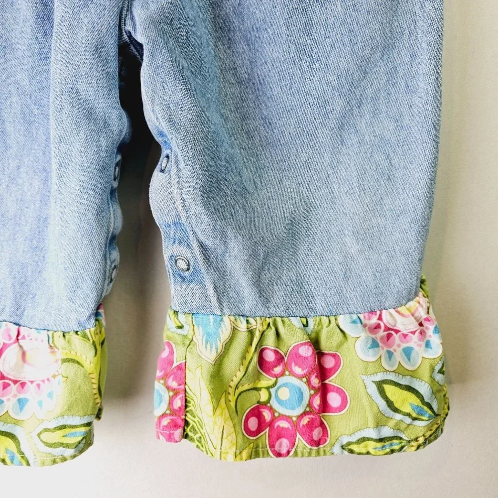 Vintage Y2K OshKosh B'gosh Vestbak UpCycled Overalls, Ruffle Bell Bottom, Sz 2T